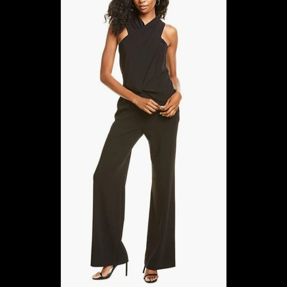 Halston Womens Wrap neck jumpsuit, NWT, size 10